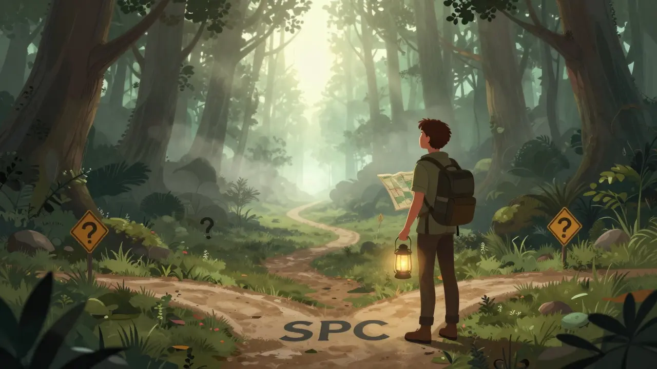Illustration of a traveler choosing a path, symbolizing investment risks