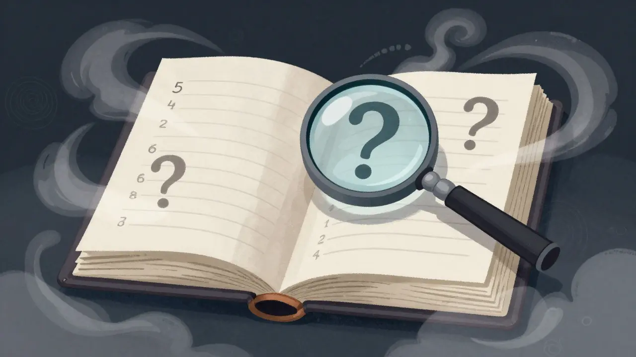 Open ledger with foggy pages symbolizing missing crypto data