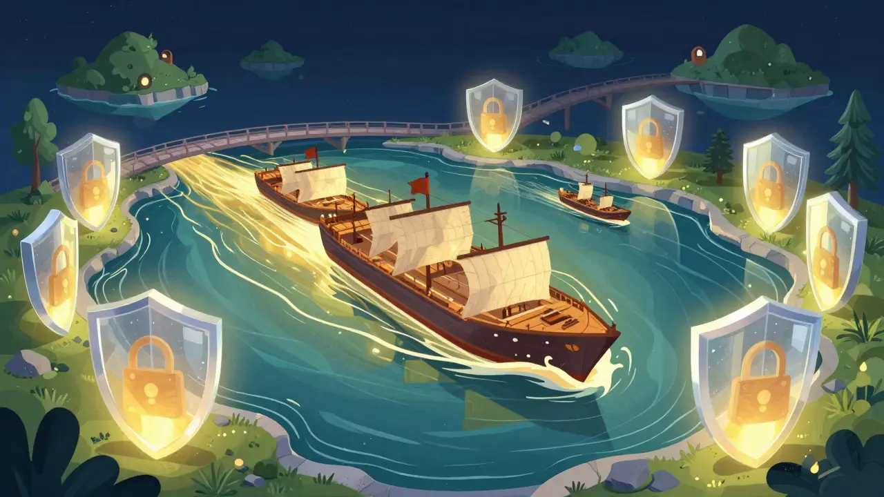 Conceptual art showing secure, deep liquidity pools