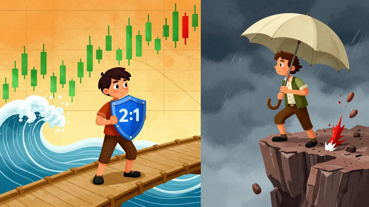 Two traders contrasting good and bad risk management strategies