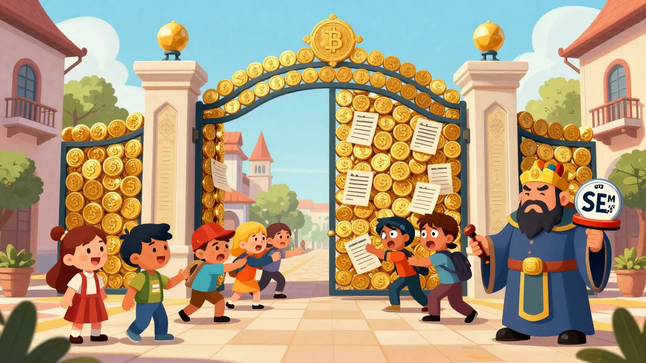 Regulatory gate blocking unregistered crypto platforms from entering market