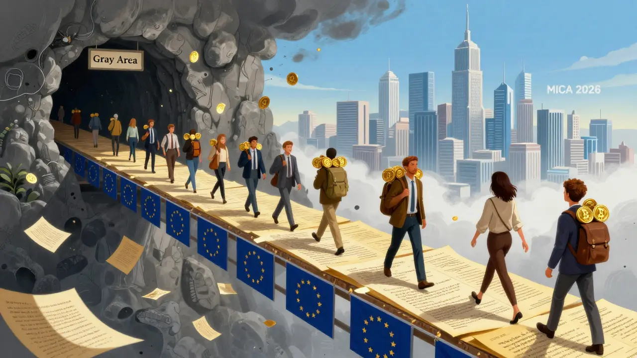 Traders crossing bridge from gray market to regulated future