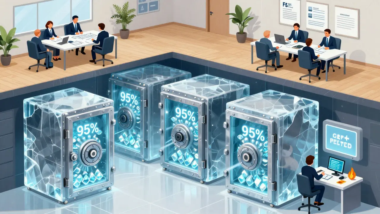 Underground cold storage vault securing 95% of crypto assets
