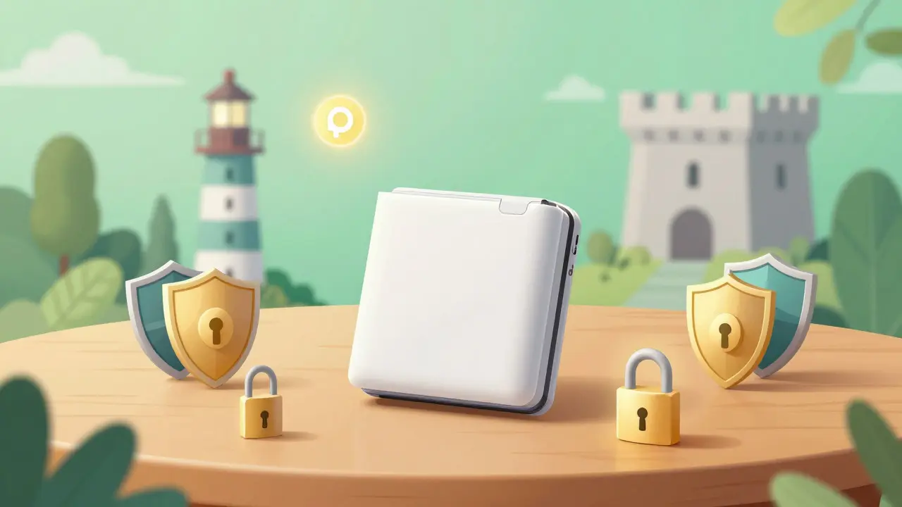 Hardware wallet securing crypto assets with shield protection