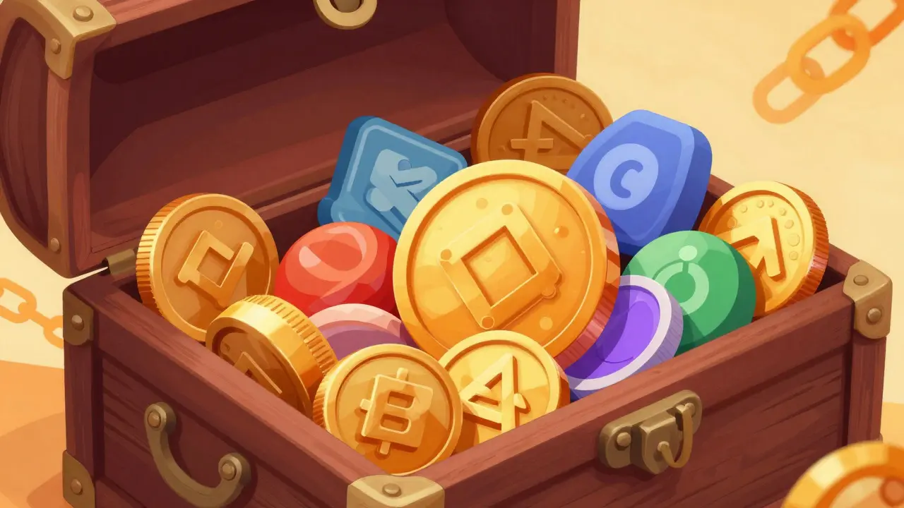 Treasure chest filled with unique digital collectible NFTs